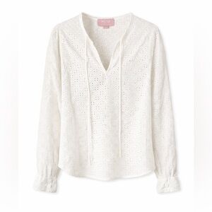 Muse Eyelet Lace Blouse‎ White Cottagecore Boho Romantic Top-Size 6
